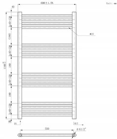 Erga Basic, vykurovacie teleso 1100x600 mm, 499 W, čierna, ERG-LAV-BASIC-11060-BK