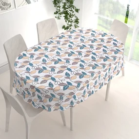 Biante Dekoračný oválny obrus PML-035 Modro-žlté listy 120x200 cm