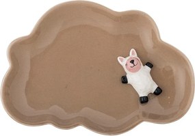 Hnedý kameninový detský tanier 14x20 cm Dolly – Bloomingville Mini