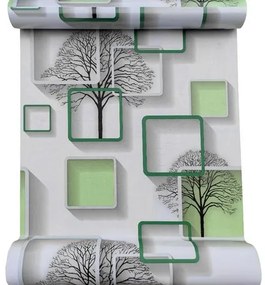 Samolepiace tapety stromy s rámčekmi s 3D efektom zelené 45 cm x 10 m IMPOL TRADE T25 Samolepiace tapety