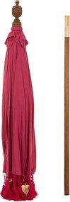 Ružový slnečník so strapcami a drevenou tyčou Dayu Wood - ∅ 200*260 cm