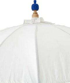 Biely slnečník so drevenou tyčou a strapcami Flavie Blue - ∅ 180*260 cm