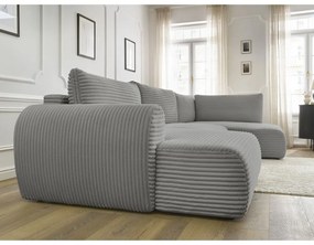 Tmavosivá menčestrová rozkladacia rohová pohovka (ľavý roh/do "U") Lucien – Bobochic Paris