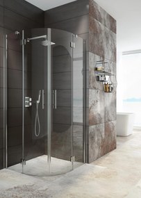 Deante Abelia, štvrťkruhový sprchový kút s výklopnými dverami 80x80 cm, výška 200cm, 6mm číre sklo s ActiveCover, chrómový profil, DEA-KTA_052P