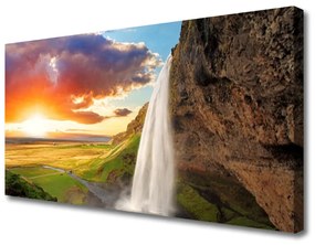 Obraz Canvas Vodopád slnko krajina 100x50 cm