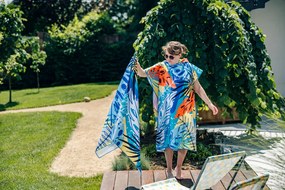 Plážové pončo SUMMER FRESH modro-žlté 80x145 cm