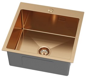 Erga HD, 1-komorový oceľový drez 500x500x210 mm, ružové zlato, ERG-MLS-HD5050Z