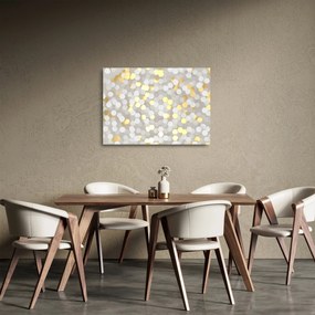 Sklenený obraz - Zlato-biele hexagóny (70x50 cm)