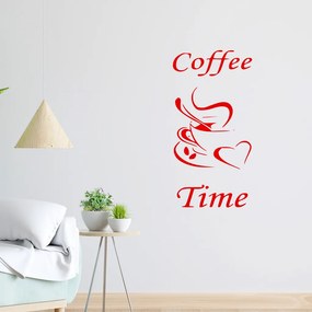 Veselá Stena Samolepka Coffee time Farba: červená, Veľkosť: 80 x 40 cm