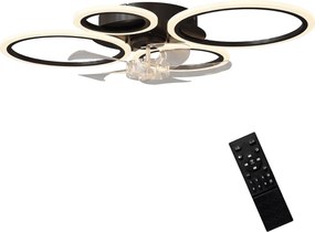 HOMCOM LED stropný ventilátor so svetlom, tichý 77 cm s diaľkovým ovládaním — 6 rýchlostí, 3 teploty, DC motor, časovač — čierny | Aosom