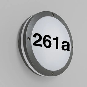 Vonkajšia nástenná lampa antracit s číslom domu IP54 - Glow