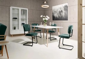 Vysoká vitrína Göteborg, biela / dub sonoma