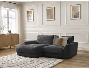 Čierna ženilková rohová pohovka (ľavý roh/s leňoškou) Leonore – Bobochic Paris