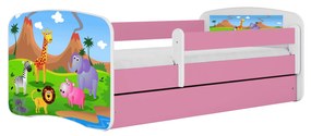 Letoss Detská posteľ BABY DREAMS 140/70- Safari Ružová S matracom Bez uložného priestoru