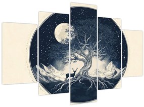 Obraz – Magický strom s jeleňom I. (150x105 cm)
