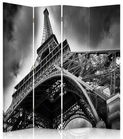 Ozdobný paraván Pařížská Eiffelova věž - 145x170 cm, štvordielny, obojstranný paraván 360°