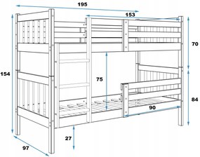 BMS Group Poschodová posteľ Kacper 190cm x 90cm - prírodná