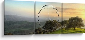 Obraz - Výhľad z kopca (s hodinami) (90x30 cm)