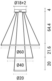 LED Luster na lanku LED/42W/230V 3000K čierna