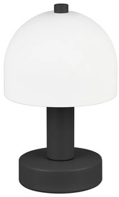 Čierno-biela stolová lampa so skleneným tienidlom (výška 19 cm) Glenn – Trio