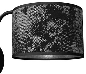 Nástenné svietidlo Satino Round, 1x čierne/strieborné textilné tienidlo, b