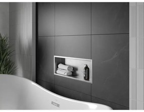 Mexen X-Wall-R, polička na zapustenie na obklad s golierom 60 x 20 cm, oceľová, 1910602010