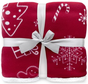 Červená vianočná deka s baránkom - 150 x 200 cm