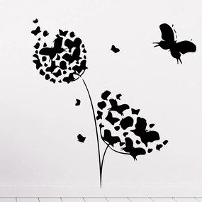 Veselá Stena Samolepka na stenu na stenu Kvetina s motýlikmi Farba: černá