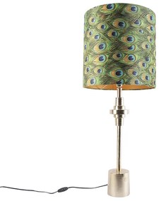 Stolná lampa v štýle art deco zlatý zamatový odtieň v pávom prevedení 40 cm - Diverso