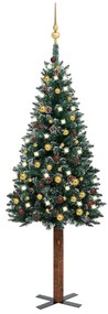 Úzky vianočný stromček s LED a sadou gulí zelený 150 cm 3077815