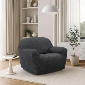 Super strečové poťahy RUBINIA antracitová kreslo (š. 70 - 110 cm)