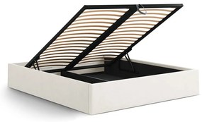 Krémovobiela čalúnená dvojlôžková posteľ s úložným priestorom/bez čela s roštom 200x200 cm Susan – Micadoni