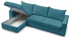 Modrá menčestrová rozkladacia rohová pohovka (variabilná) Augustin – Bobochic Paris