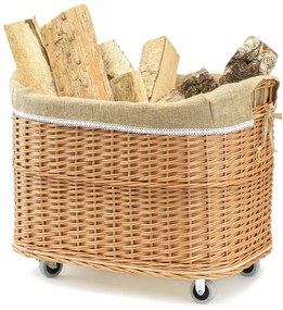 Kôš prútený na kolieskach s jutou Teker I.š. 67 x hl. 47 x v. 47/50(cm)