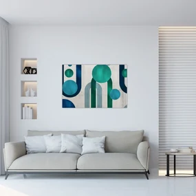 Obraz - Čiary a kruhové tvary (90x60 cm)