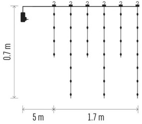 LED Vonkajšia vianočná reťaz 54xLED/8 funkcií 6,7x0,7m IP44 teplá biela
