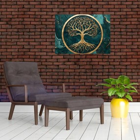 Obraz – Zlatý strom života v mramore (70x50 cm)