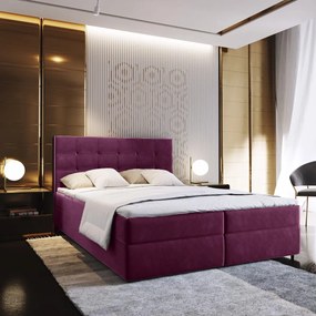AKCIA Čalúnená posteľ boxspring GLORIEN 140x200 cm purpurová II. akosť