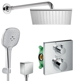 Hansgrohe + Alpi HG SET Ecostat - Sprchový systém pod omietku, Ecostat Square, termostatická batéria - kompletná sada, chróm