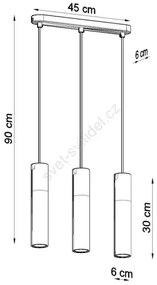 Sollux SL.0649 - Luster na lanku BORGIO 3xGU10/40W/230V betón/kov biela