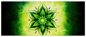 Obraz - Kvetinová mandala v zelenom pozadí (120x50 cm)