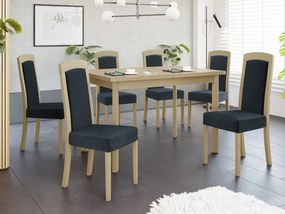 Rozkladací jedálenský stôl so 6 stoličkami - AL26, Morenie: sonoma - L, Poťahové látky: Zetta 300