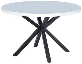 Jedálenský stôl, biela matná/čierna, priemer 120 cm, MEDOR