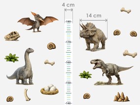 Metrové realistické dinosaury textilní prelepiteľné nálepky na stenu výška 160 cm