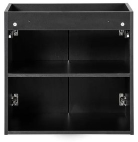Závěsná skříňka Nova Black II s deskou 60 cm černá/dub evoke