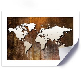Gario Plagát Mapa sveta na dreve Farba rámu: Bez rámu, Veľkosť: 100 x 70 cm