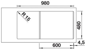 Blanco Adira XL 6 S, silgranitový drez 1000x500x200 mm, 1-komorový, káva, BLA-527624