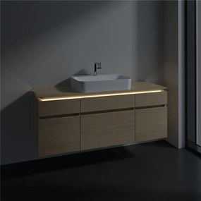 VILLEROY &amp; BOCH Legato závesná skrinka pod umývadlo na dosku (umývadlo v strede), 5 zásuviek, s LED osvetlením, 1400 x 500 x 550 mm, Nordic Oak, B760L0VJ