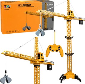 LEAN Toys Stavebný žeriav s diaľkovým ovládaním RC, otočný o 360°, nosnosť 120 g, dĺžka ramena 71 cm
