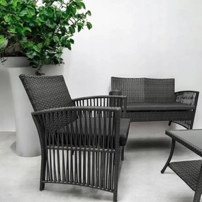 Záhradný set NM-02 z kvalitného technoratanu - sivý + sivé vankúše